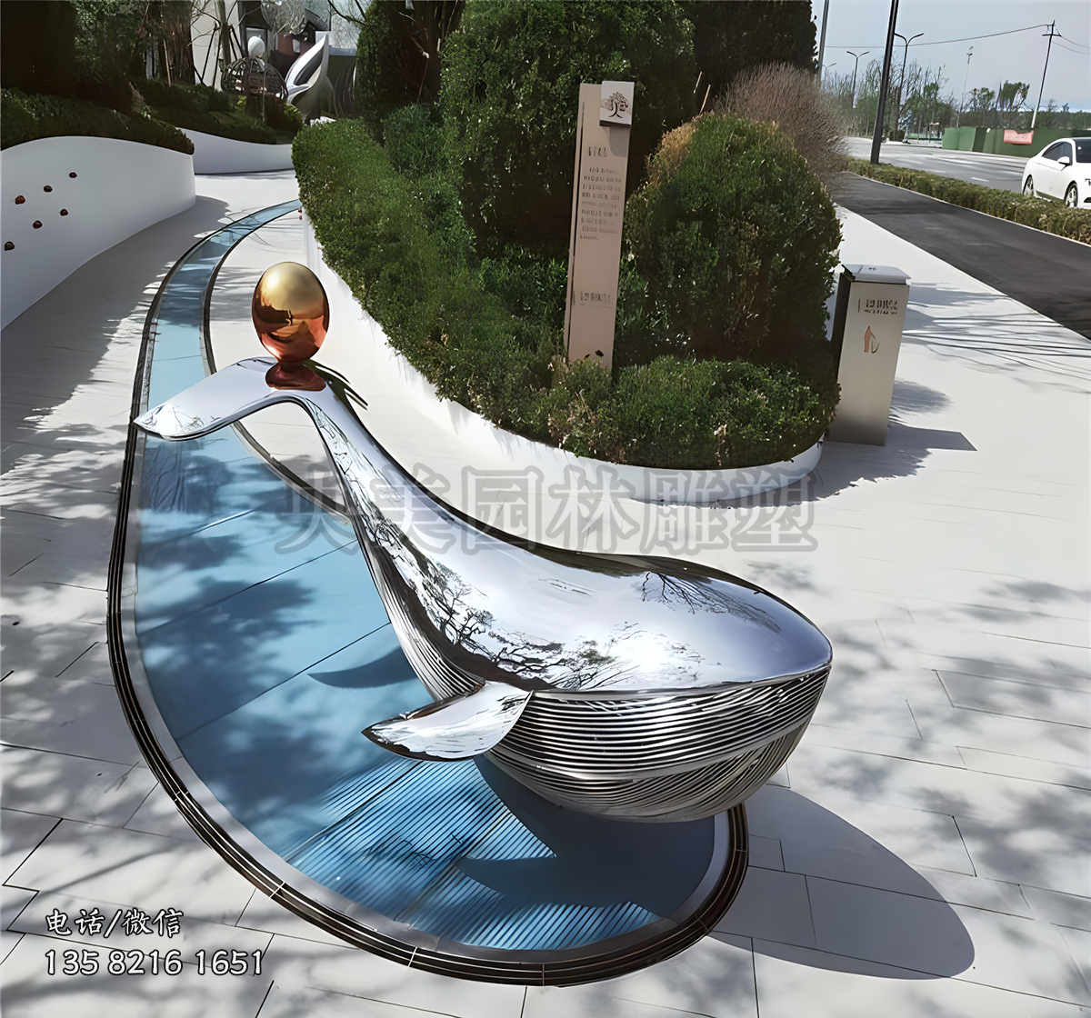 不銹鋼鏡面鯨魚雕塑