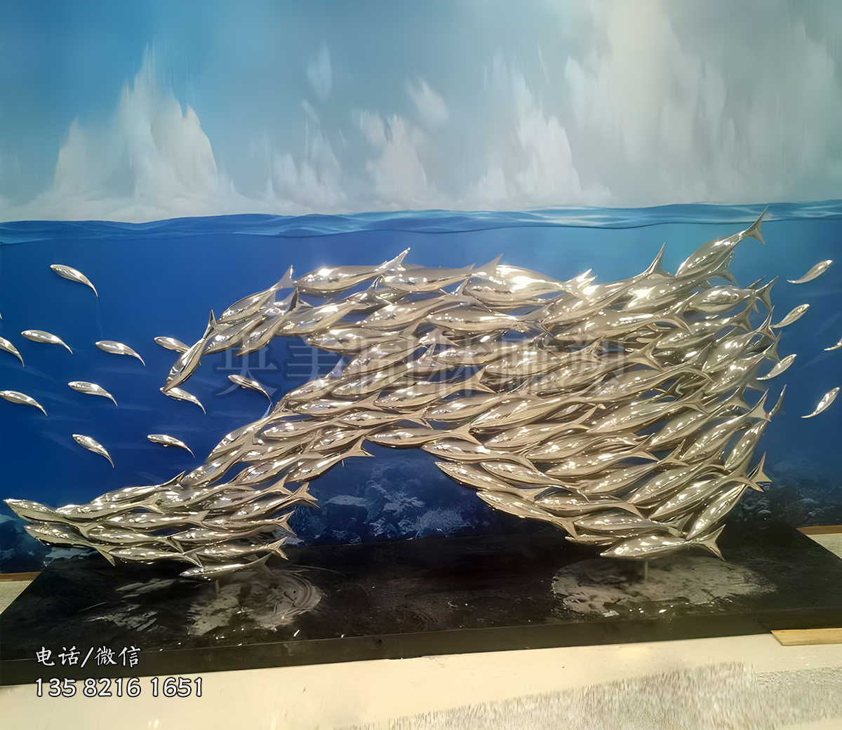不銹鋼魚(yú)群雕塑