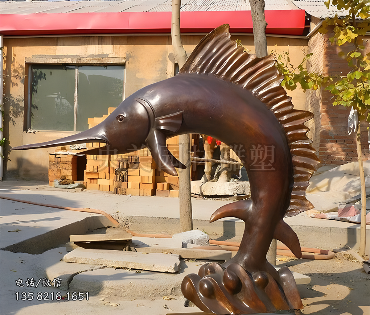 鑄銅劍魚雕塑擺件