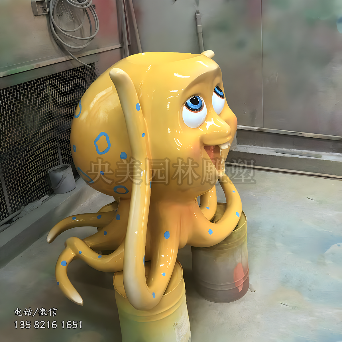 玻璃鋼卡通章魚(yú)雕塑