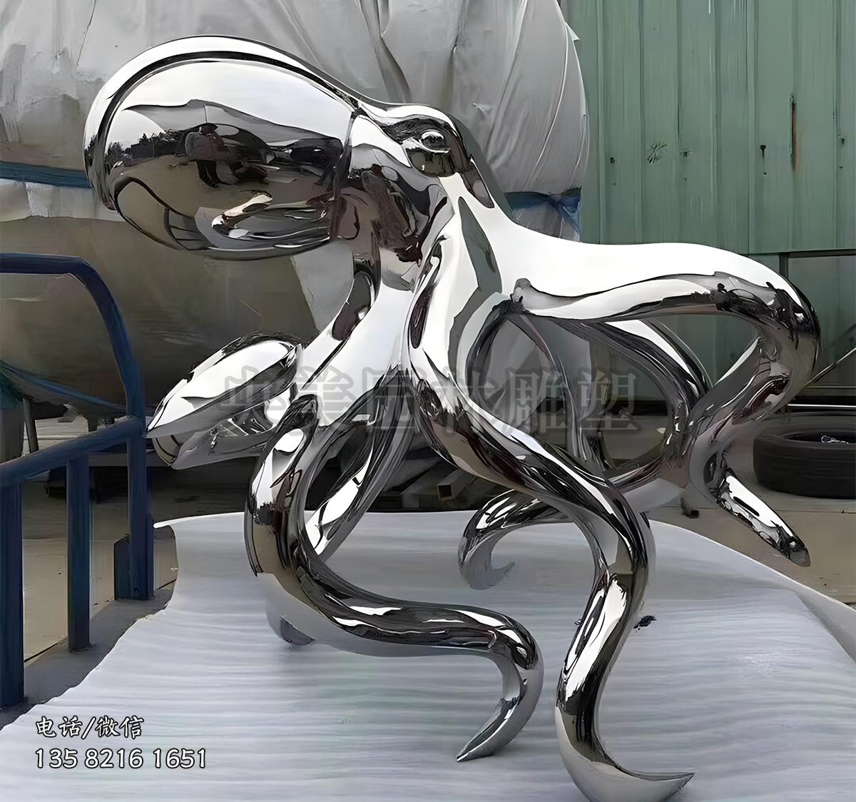 異形不銹鋼章魚鏡面雕塑