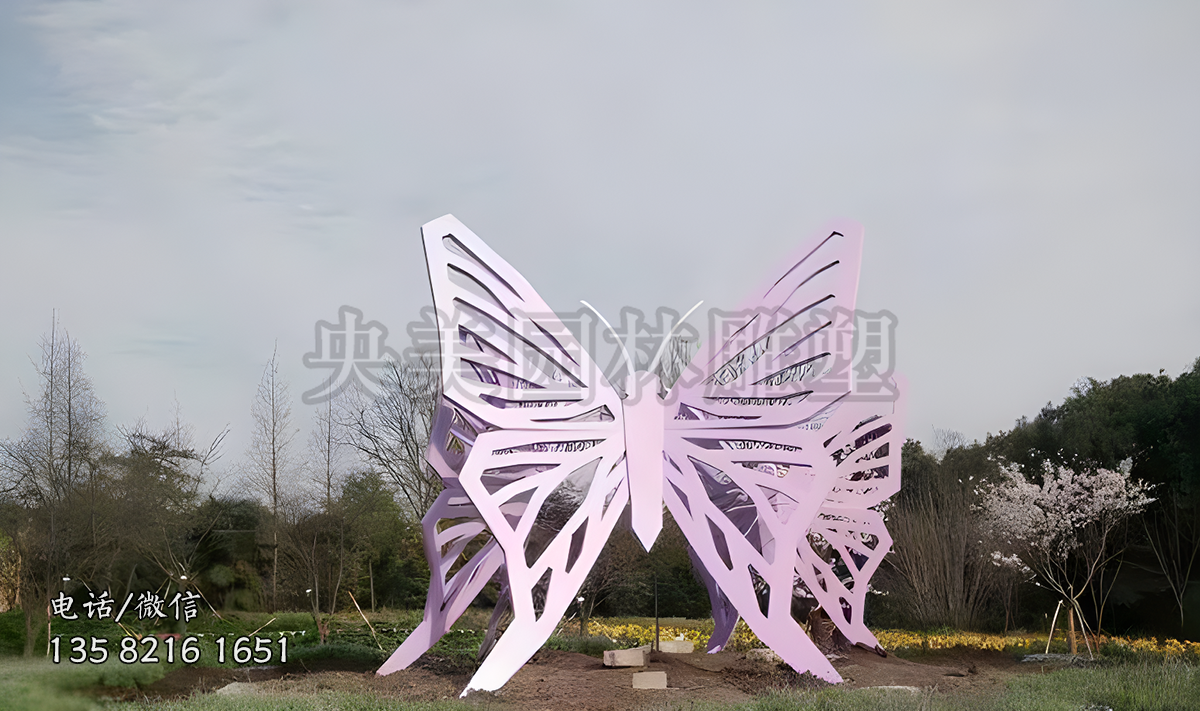 戶(hù)外不銹鋼鏤空蝴蝶雕塑