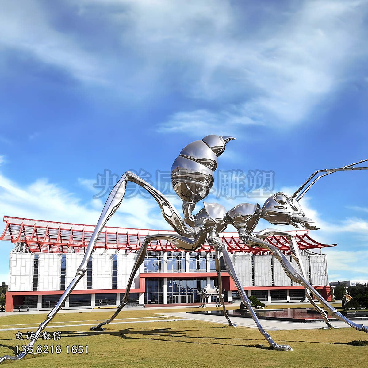 不銹鋼鏡面長腳螞蟻雕塑