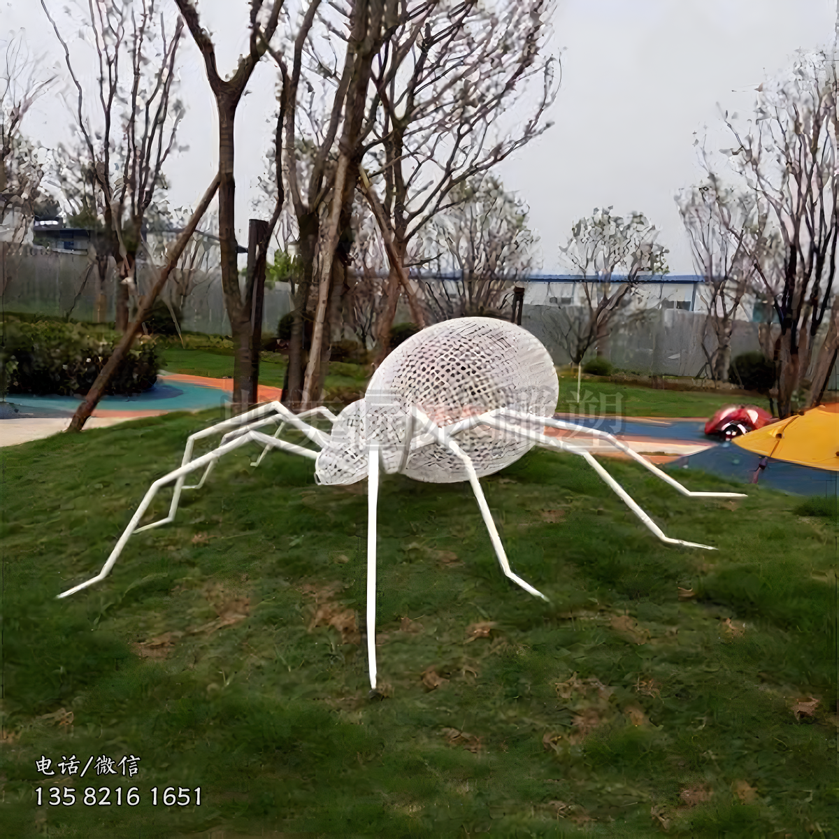 編織網格不銹鋼蜘蛛雕塑