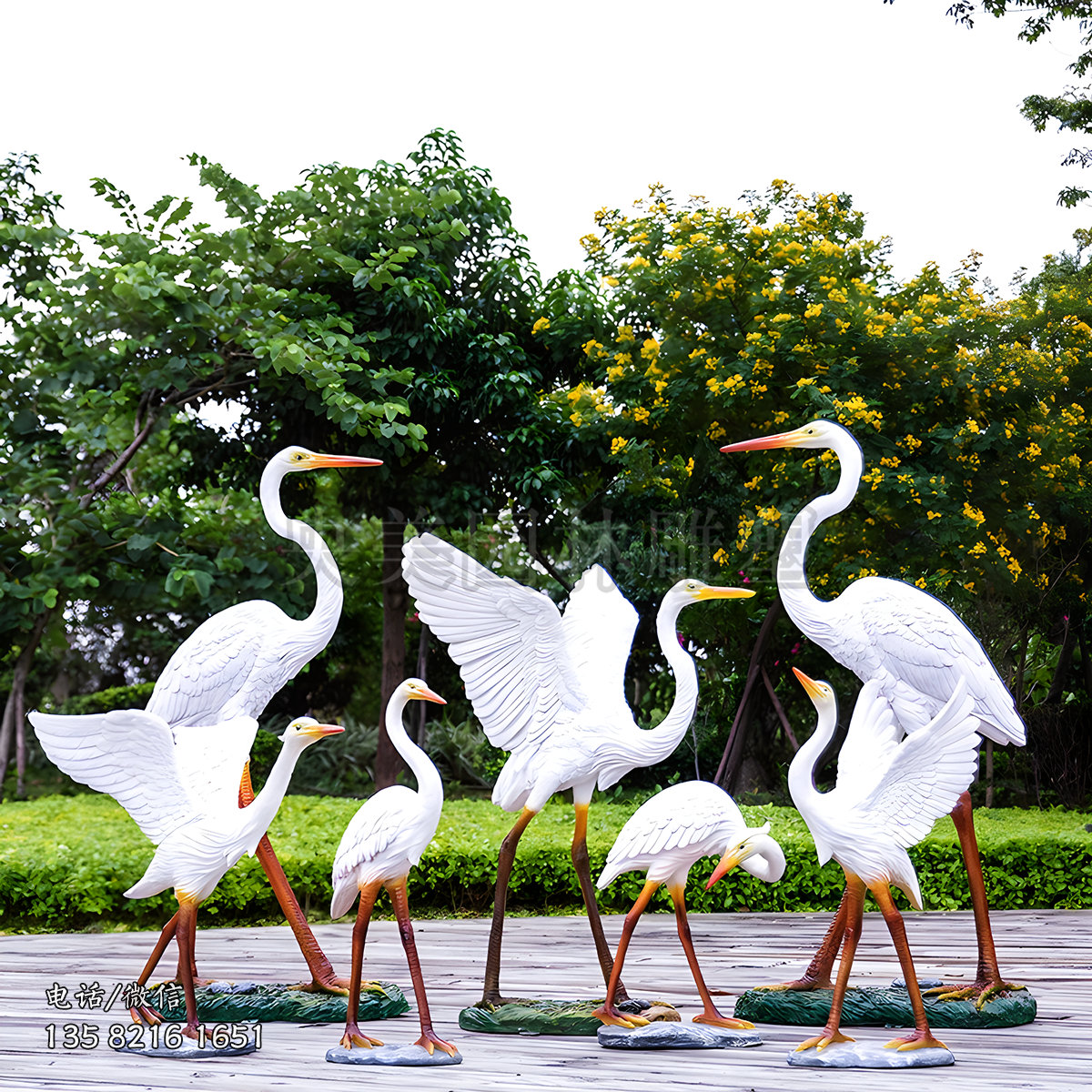 玻璃鋼仿真白鷺雕塑