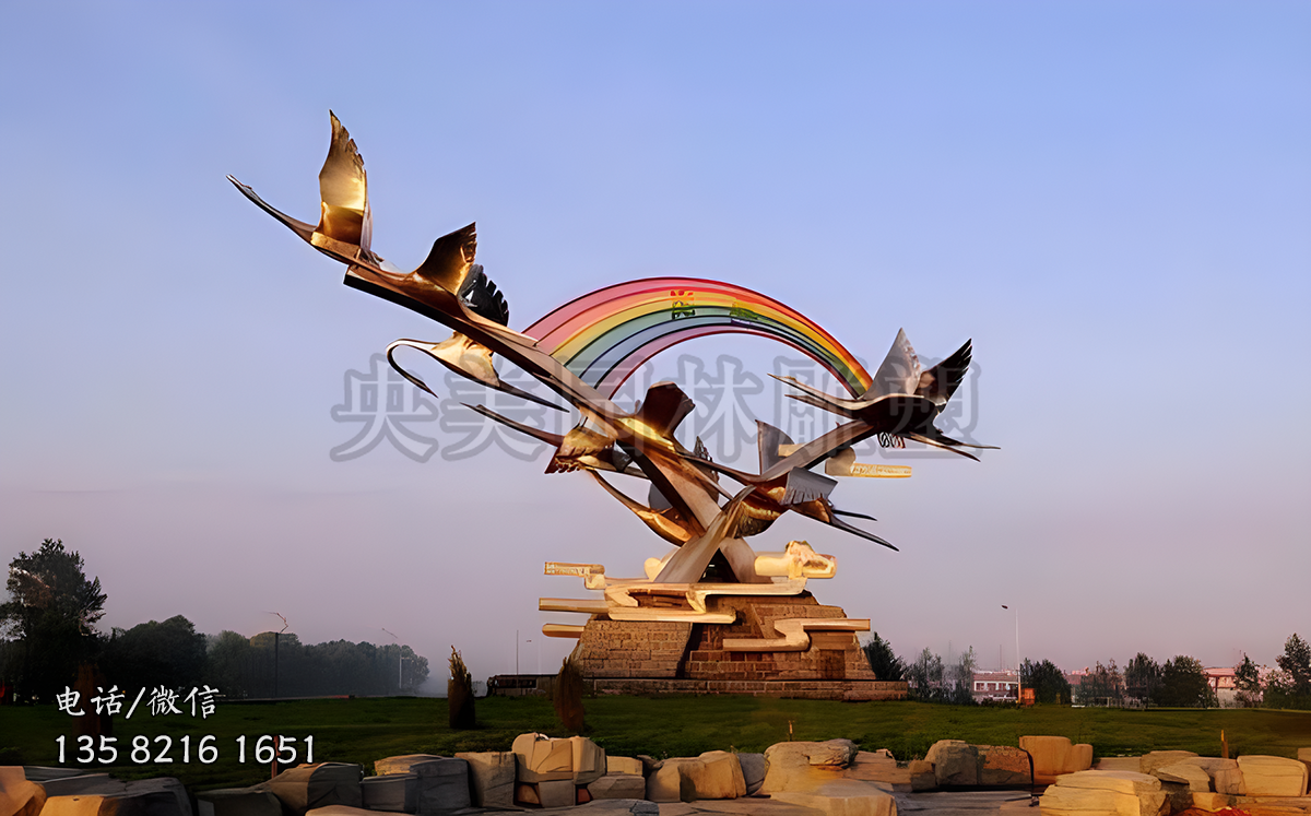 不銹鋼景觀大雁雕塑