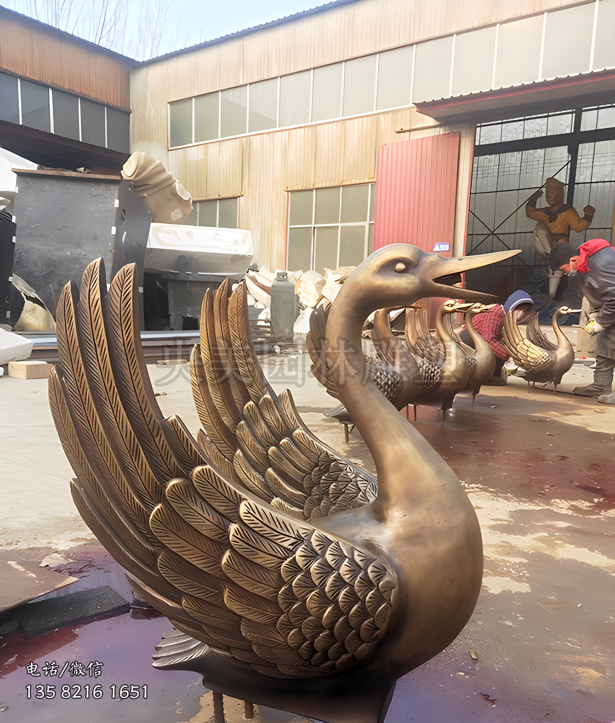 黃銅鑄造噴水天鵝雕塑