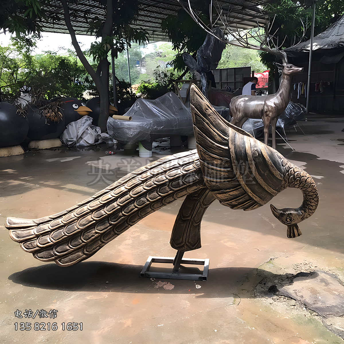 黃銅鑄造銅雕孔雀