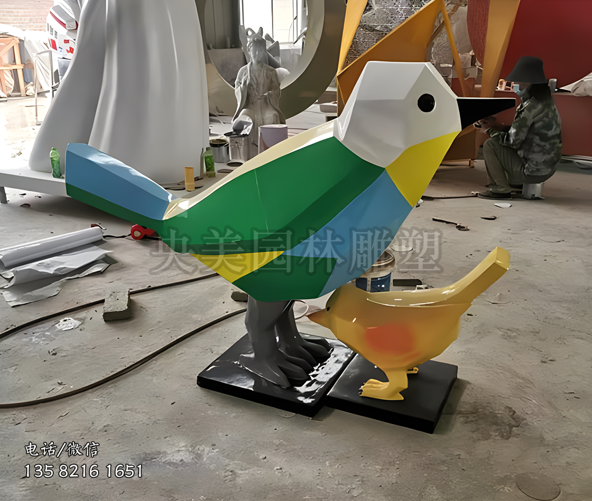 塊面動物小鳥雕塑擺件