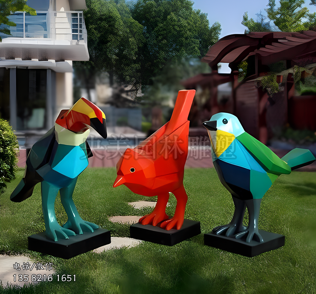 切開小鳥雕塑擺件