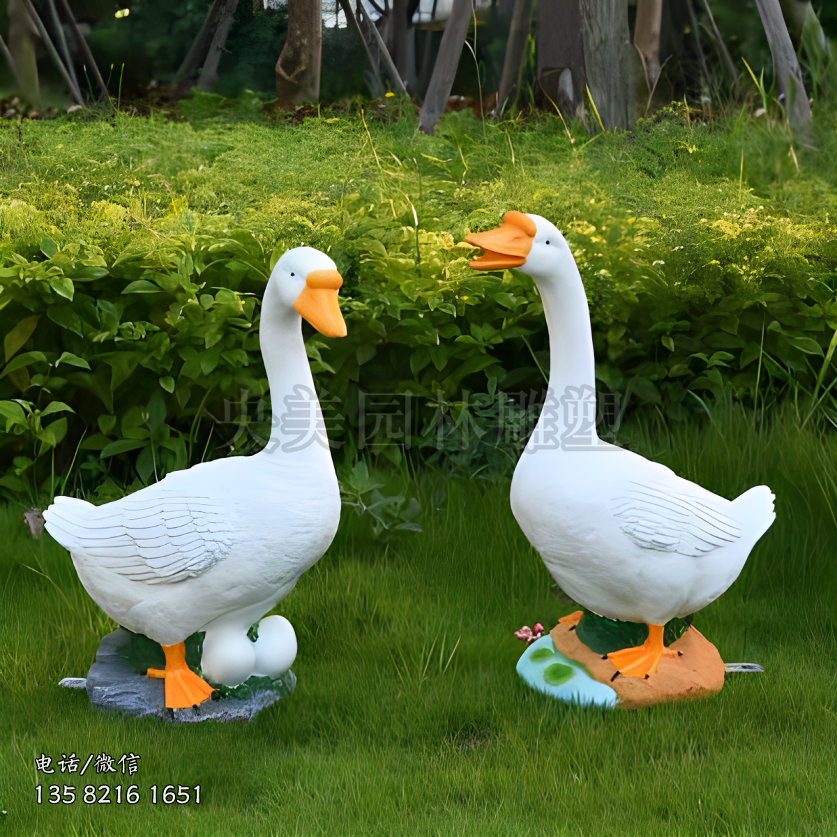 玻璃鋼仿真動(dòng)物鴨子雕塑