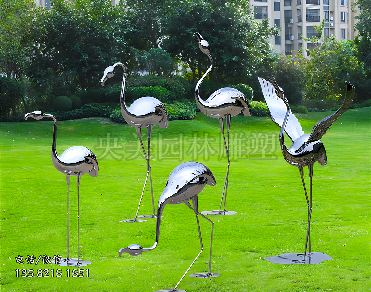 仙鶴不銹鋼鏡面雕塑