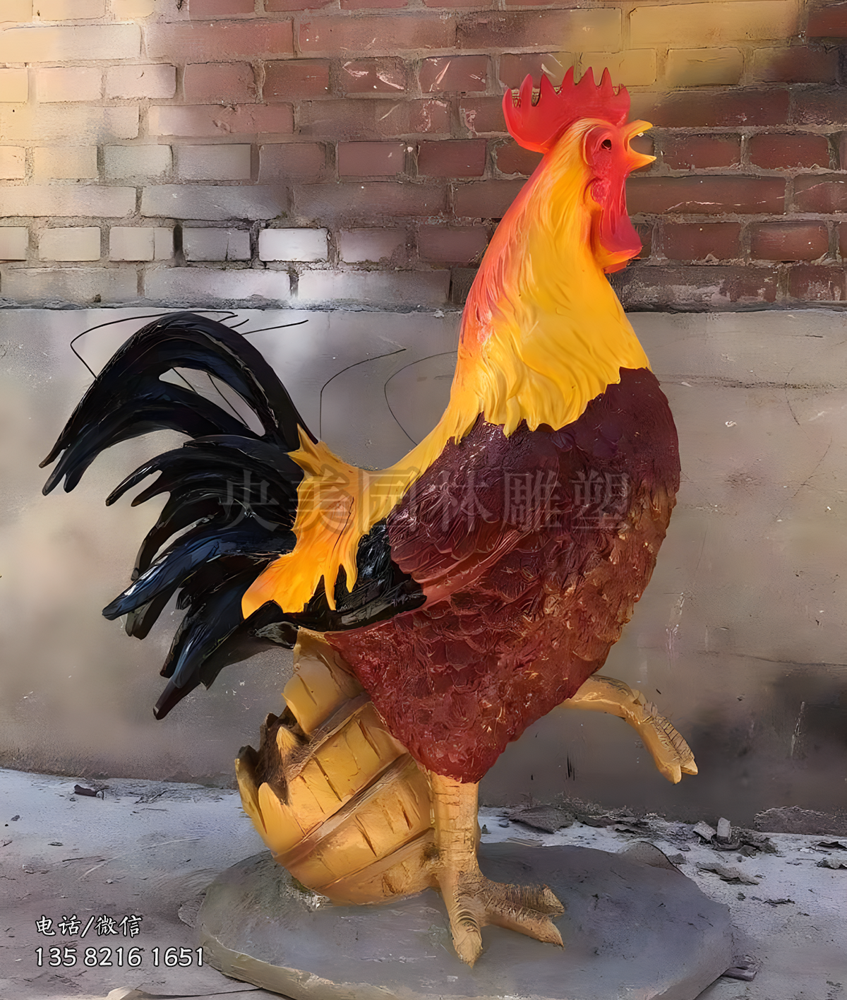 玻璃鋼彩繪仿真公雞雕塑