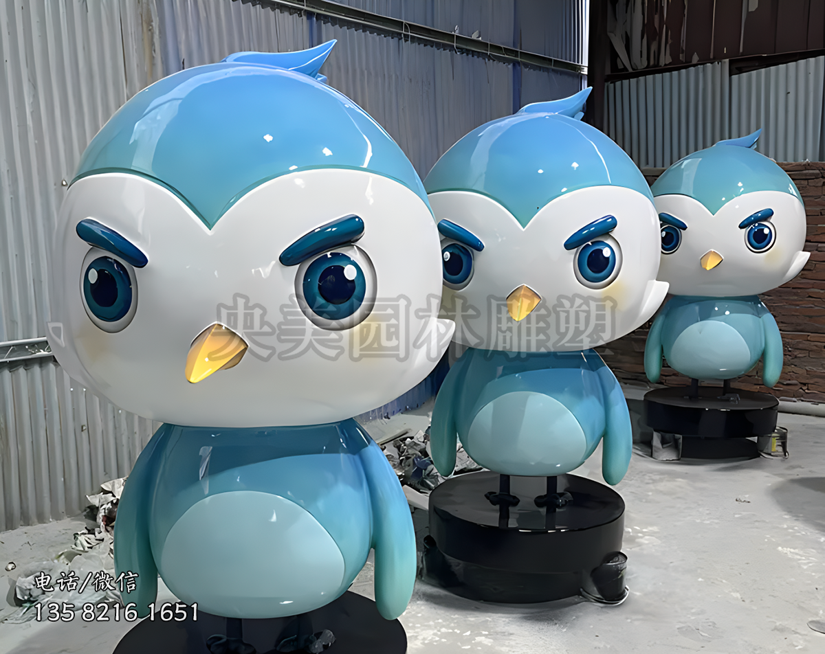 藍(lán)色卡通小雞雕塑擺件