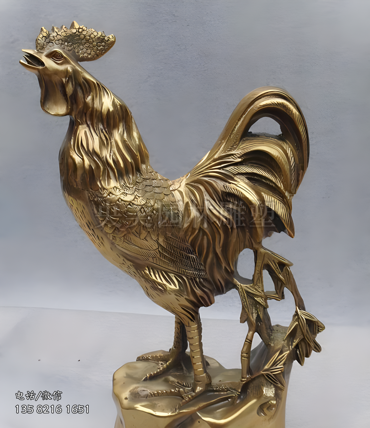 純銅鑄造打鳴公雞雕塑