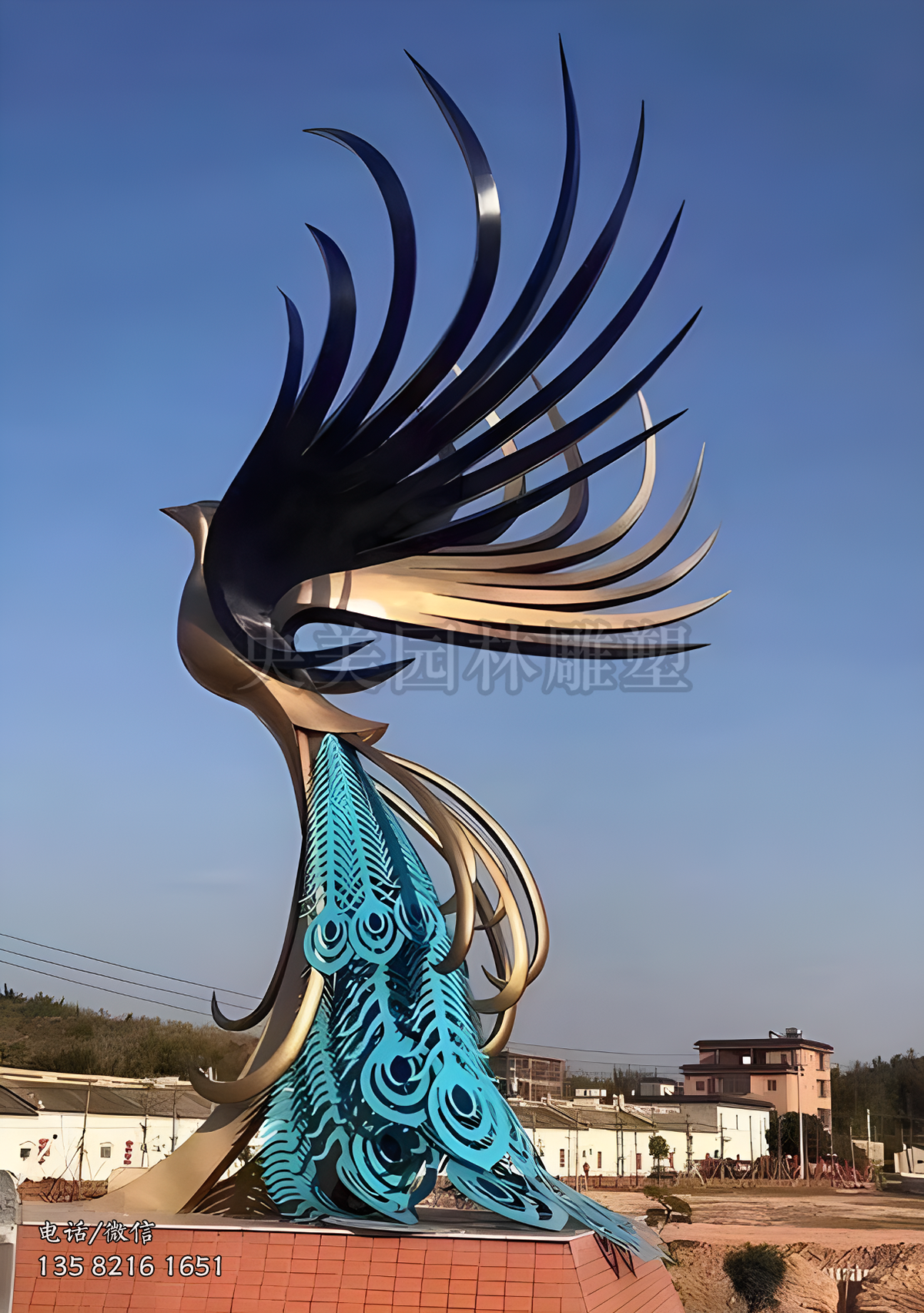 噴鍍不銹鋼鳳凰雕塑