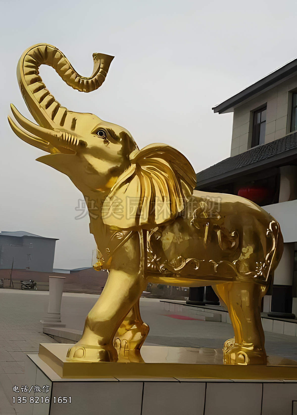 貼金大象銅雕塑