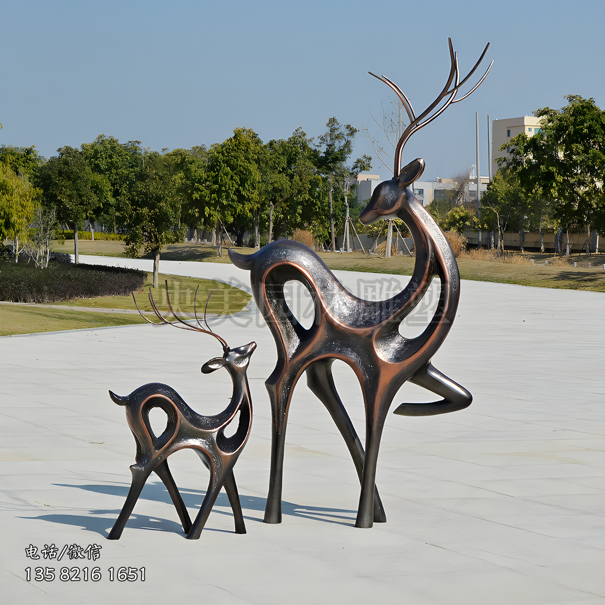 抽象藝術(shù)銅雕小鹿雕塑擺件