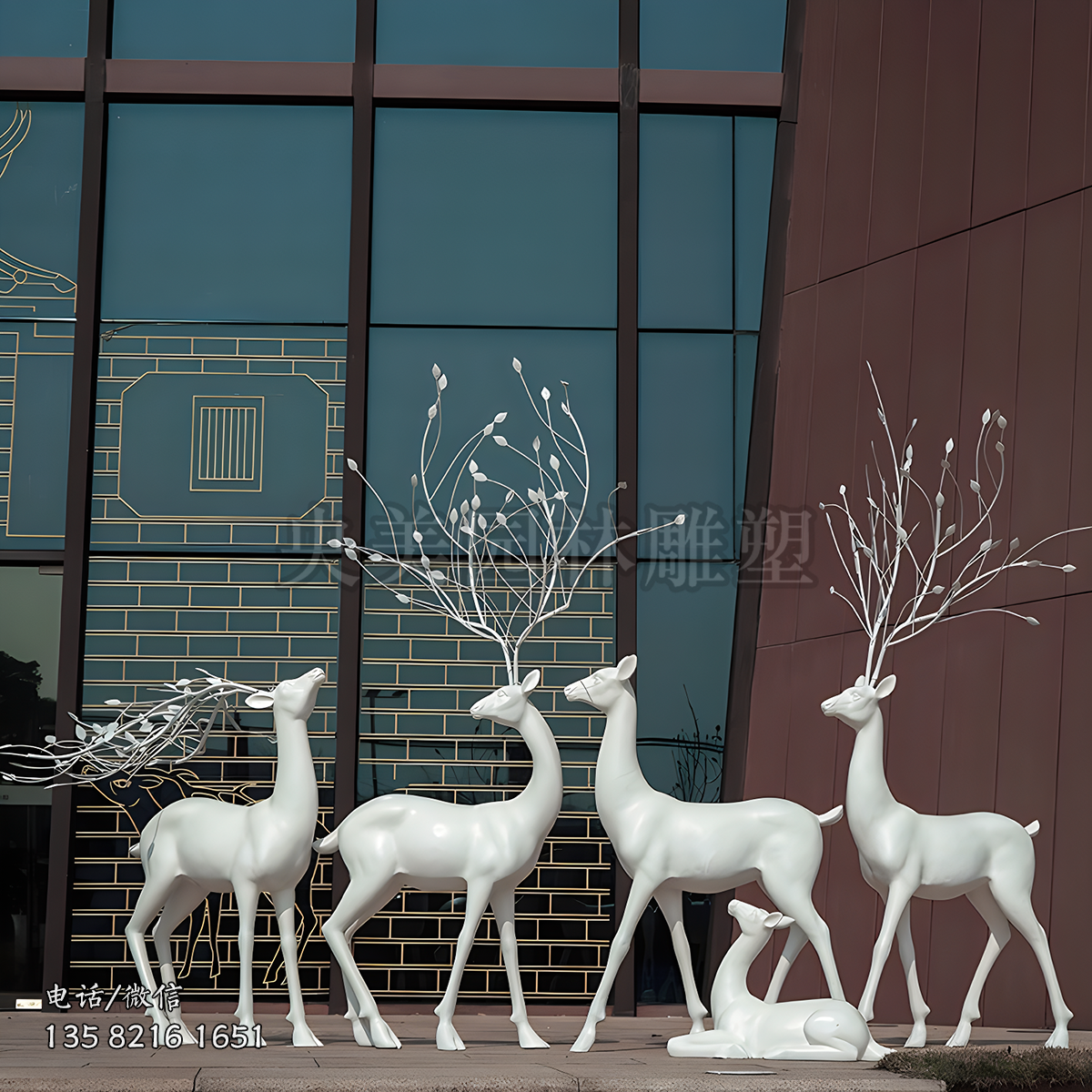 玻璃鋼創(chuàng)意樹枝梅花鹿雕塑