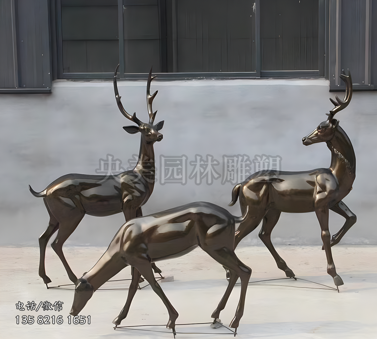 銅色玻璃鋼仿制梅花鹿雕塑