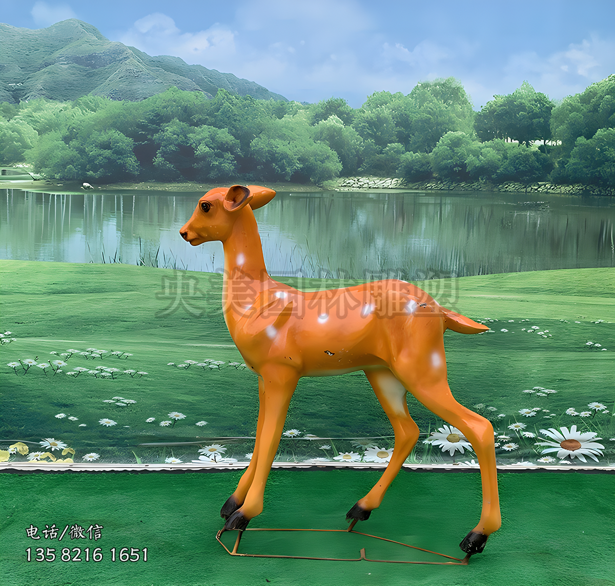 站立的母鹿玻璃鋼仿真動物雕塑