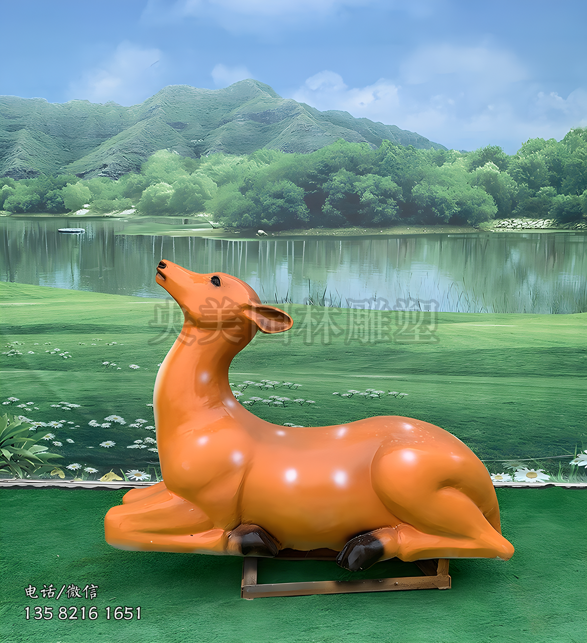 玻璃鋼仿真小鹿雕塑擺件