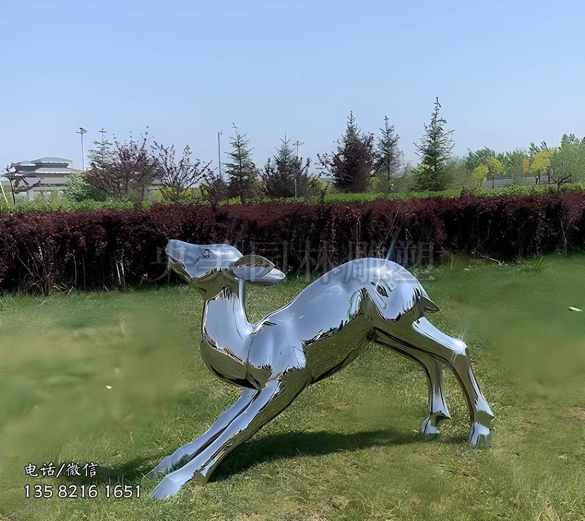 鏡面不銹鋼小鹿雕塑