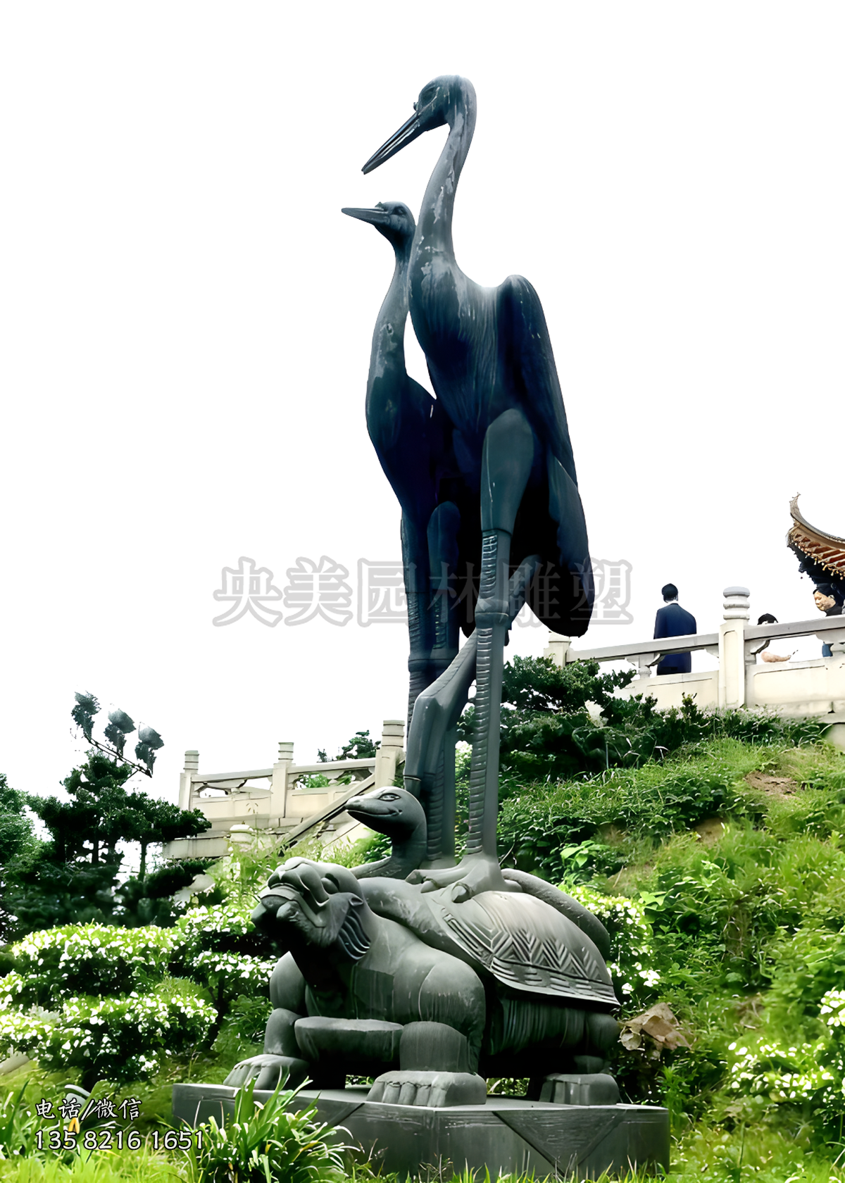 大型石雕龜鶴雕塑