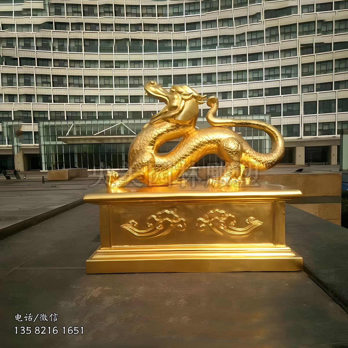 漆金青龍雕塑擺件