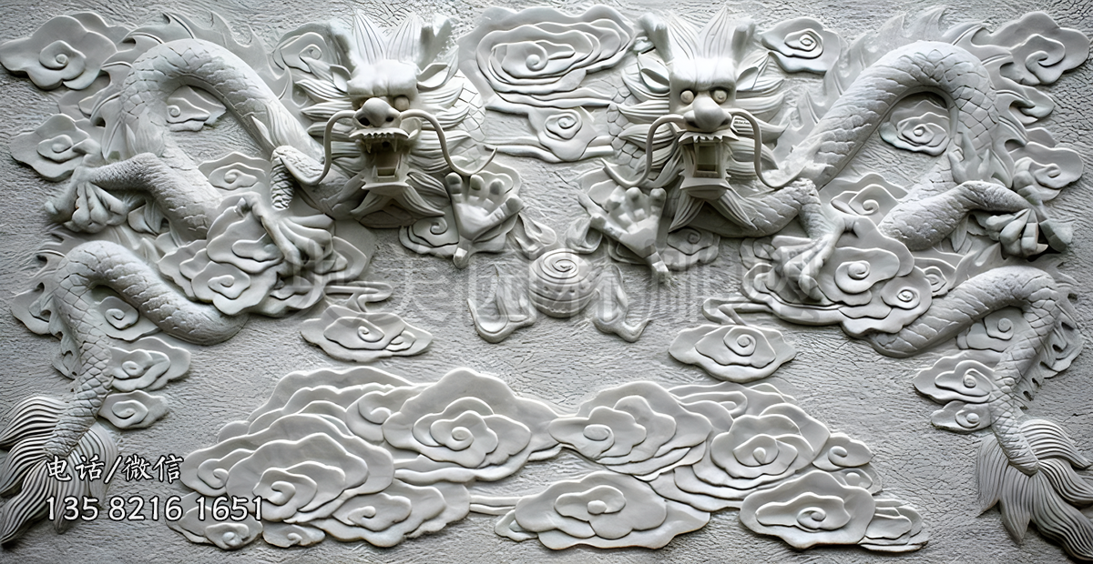 二龍戲珠龍形浮雕壁畫(huà)
