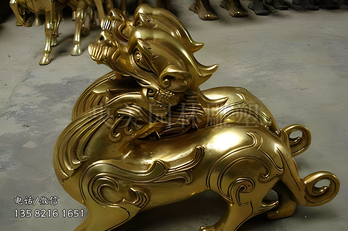 噴金貔貅銅雕塑