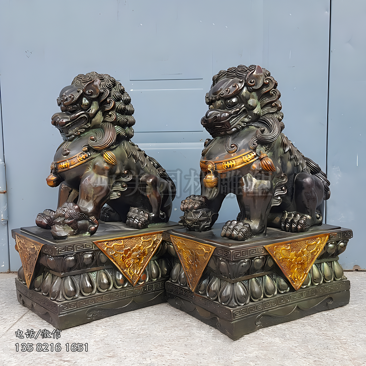 古銅色銅雕天安門獅子