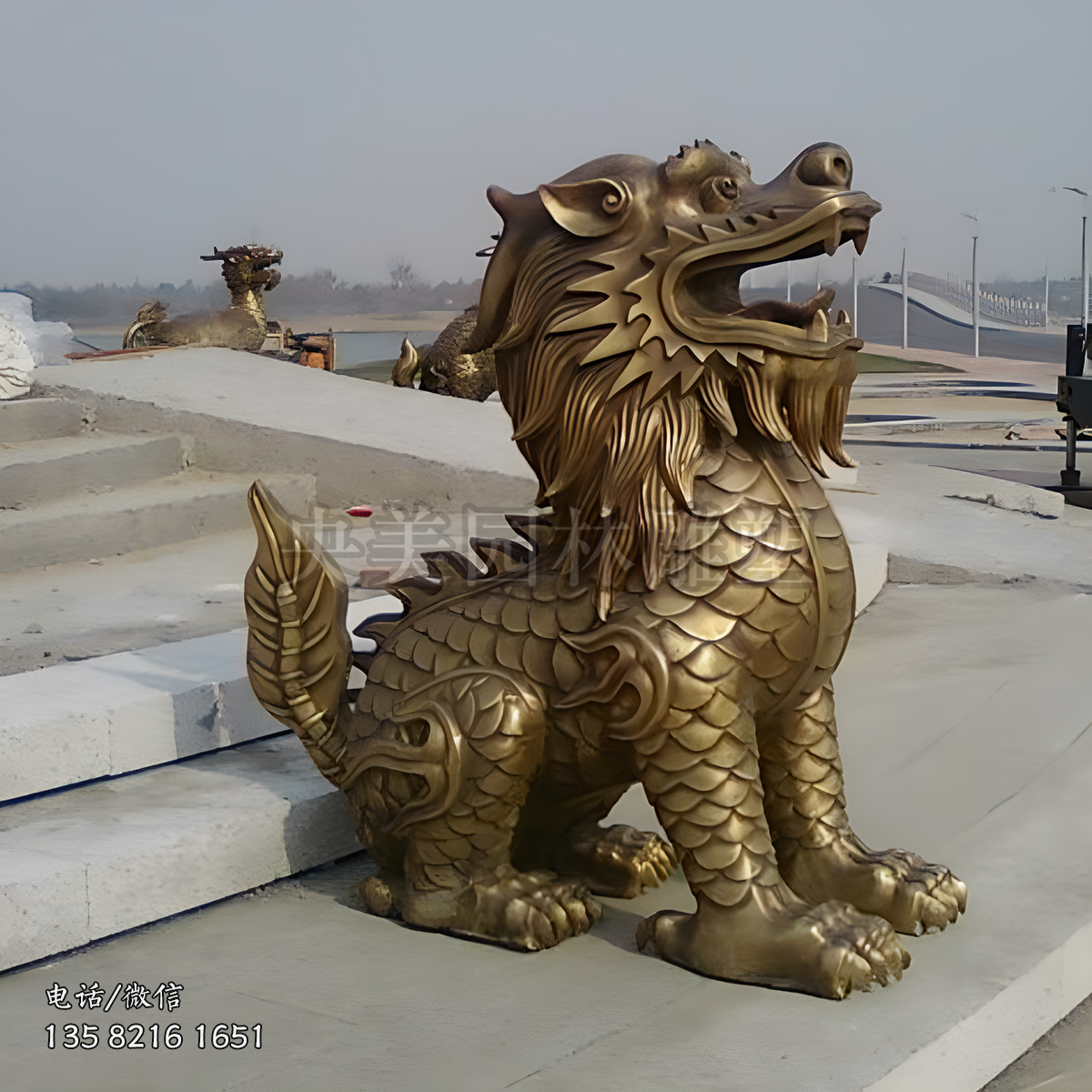 純銅鑄造麒麟雕塑