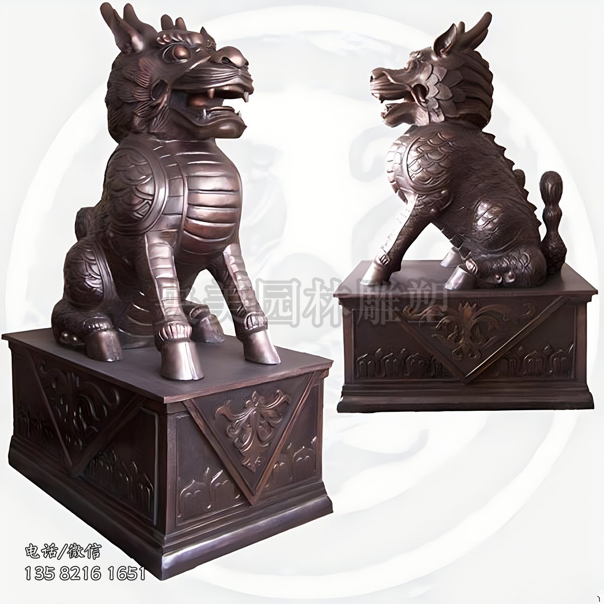 坐姿鑄銅瑞獸麒麟雕塑