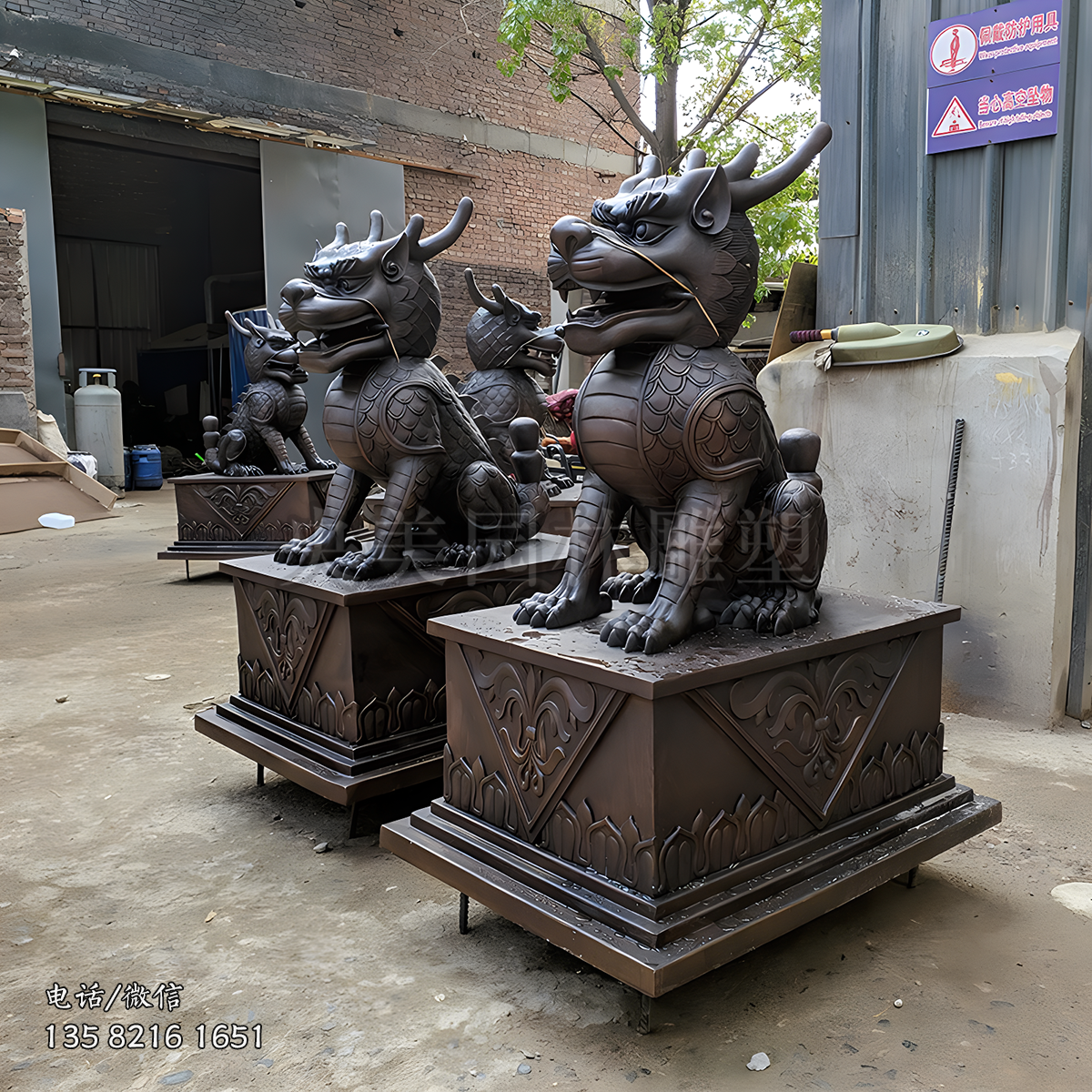 鑄銅麒麟看門銅雕動(dòng)物雕塑