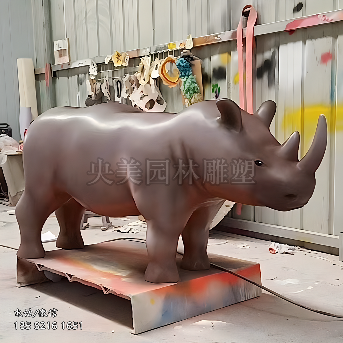 玻璃鋼噴漆河馬雕塑