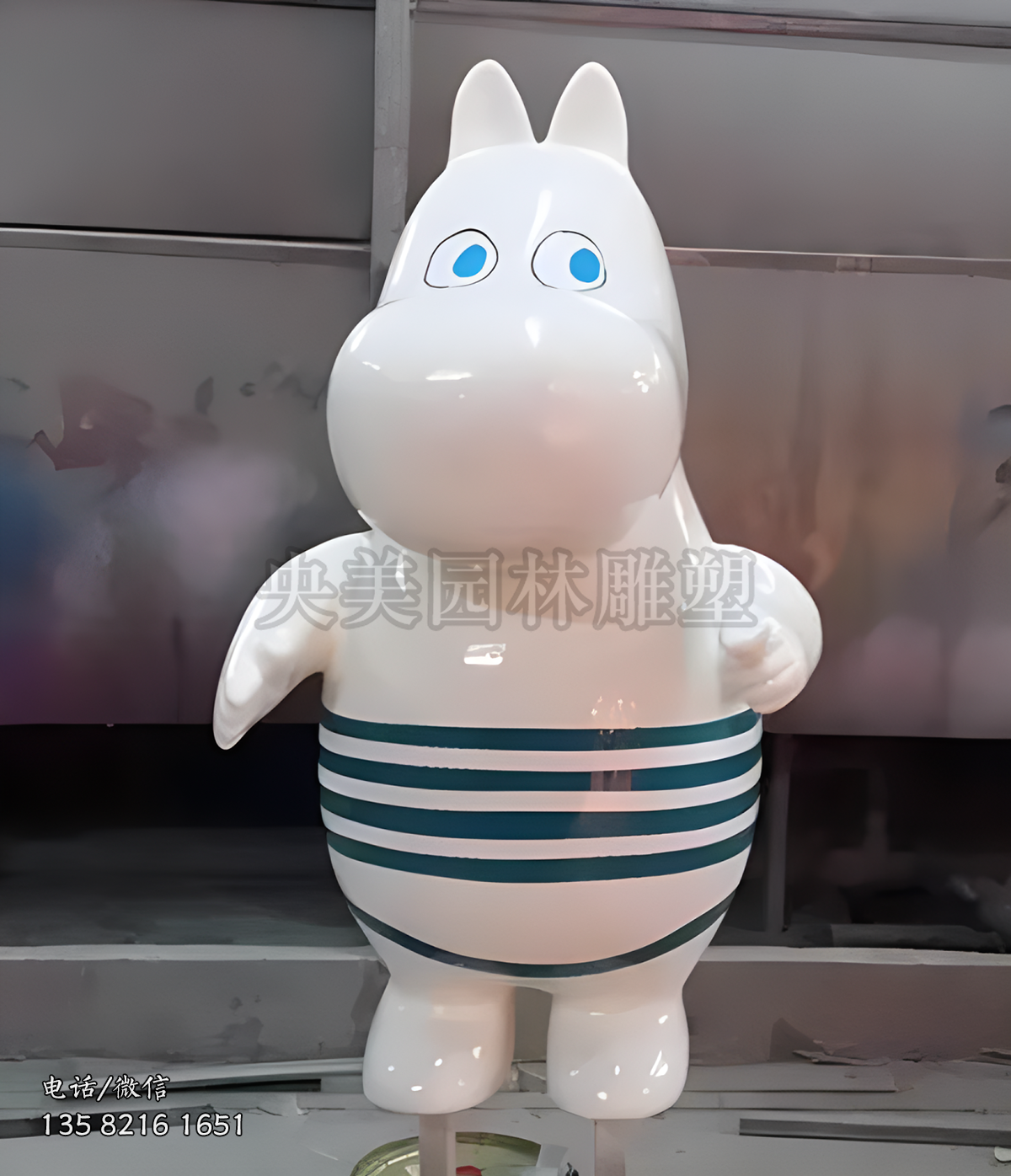 玻璃鋼卡通河馬造型雕塑擺件