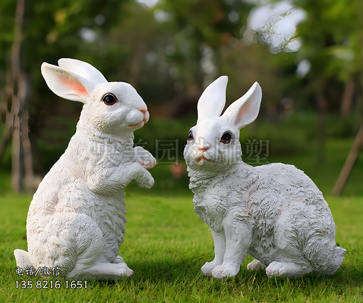 毛面玻璃鋼仿真兔子雕塑