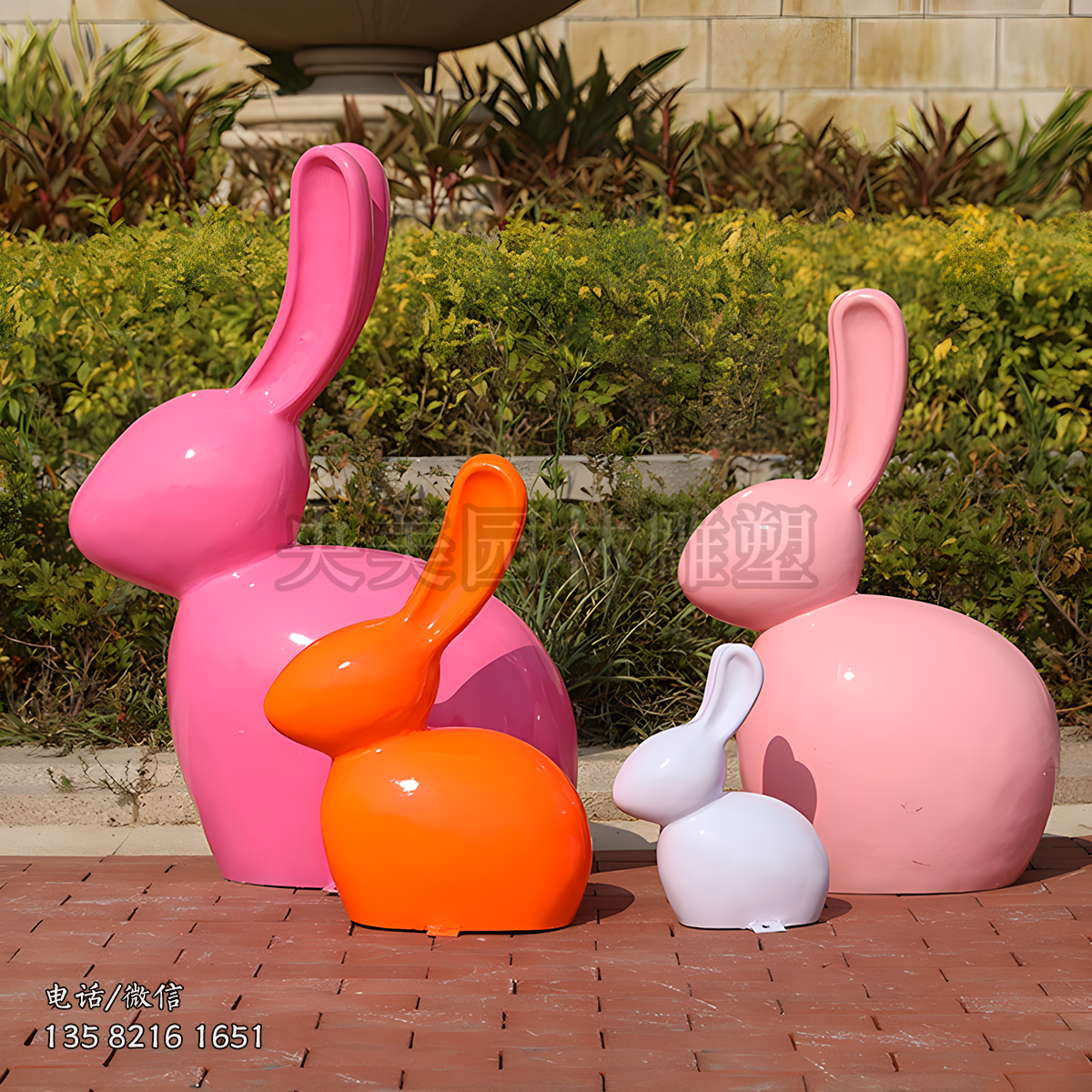 玻璃鋼抽象卡通兔子雕塑擺件