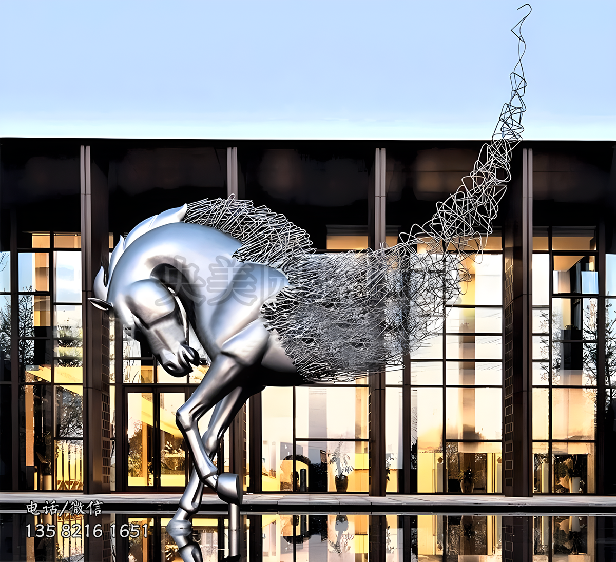 創(chuàng)意不銹鋼馬頭雕塑擺件