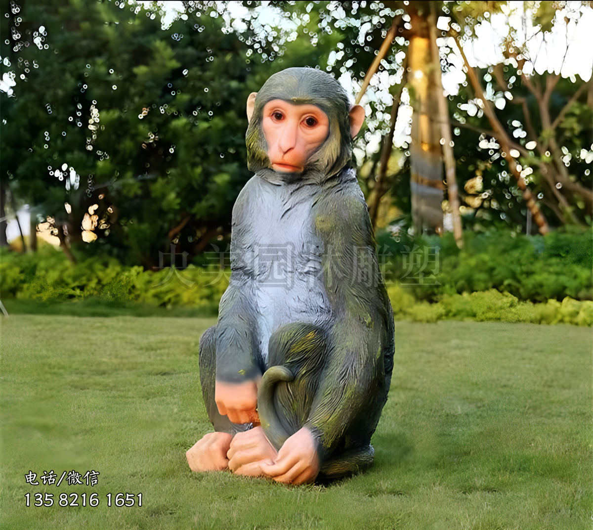 坐地上的仿真猴子雕塑