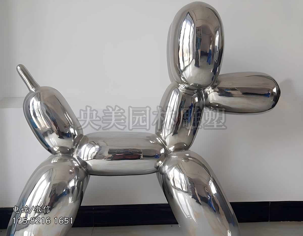 鏡面不銹鋼氣球狗雕塑