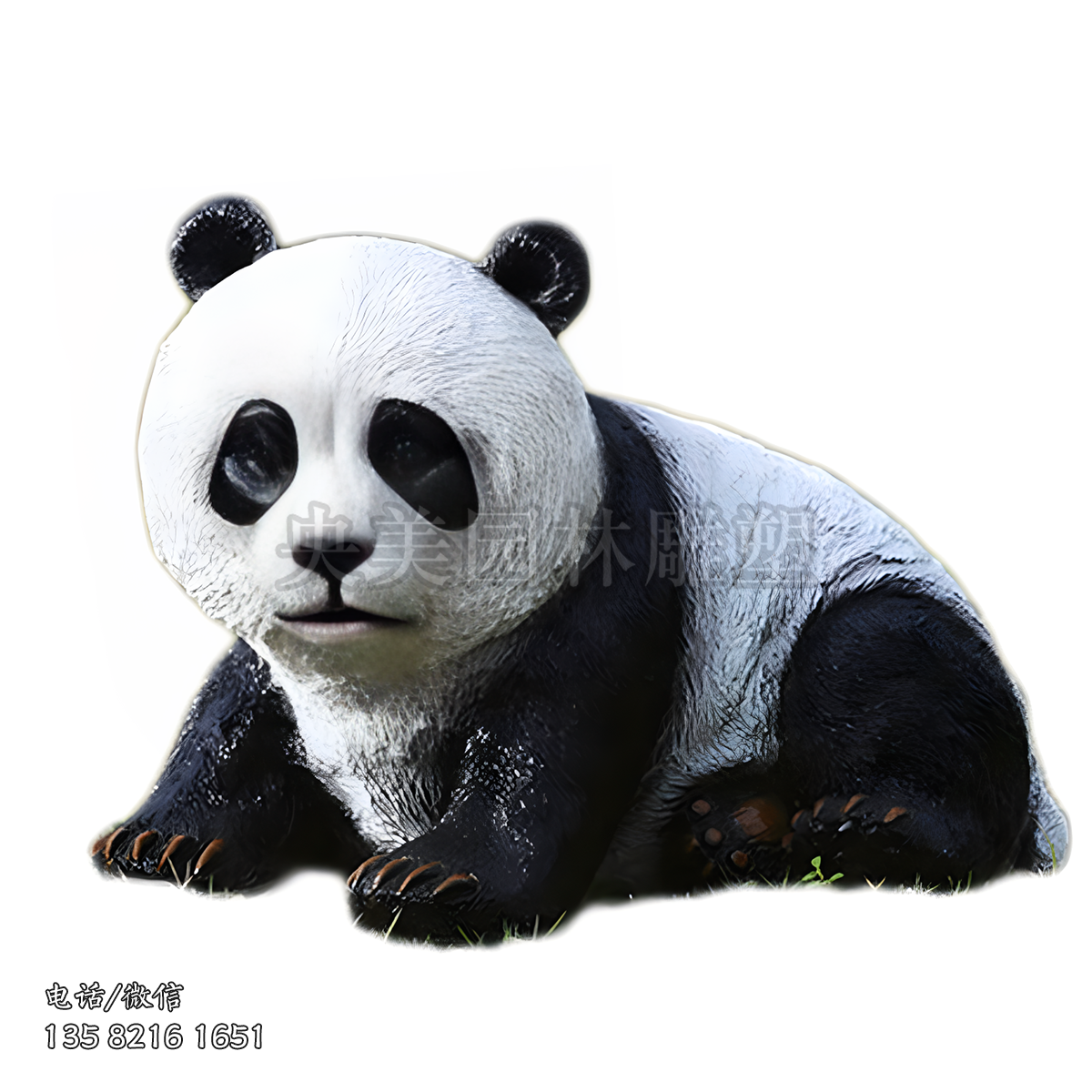 毛面趴著的熊貓玻璃鋼雕塑