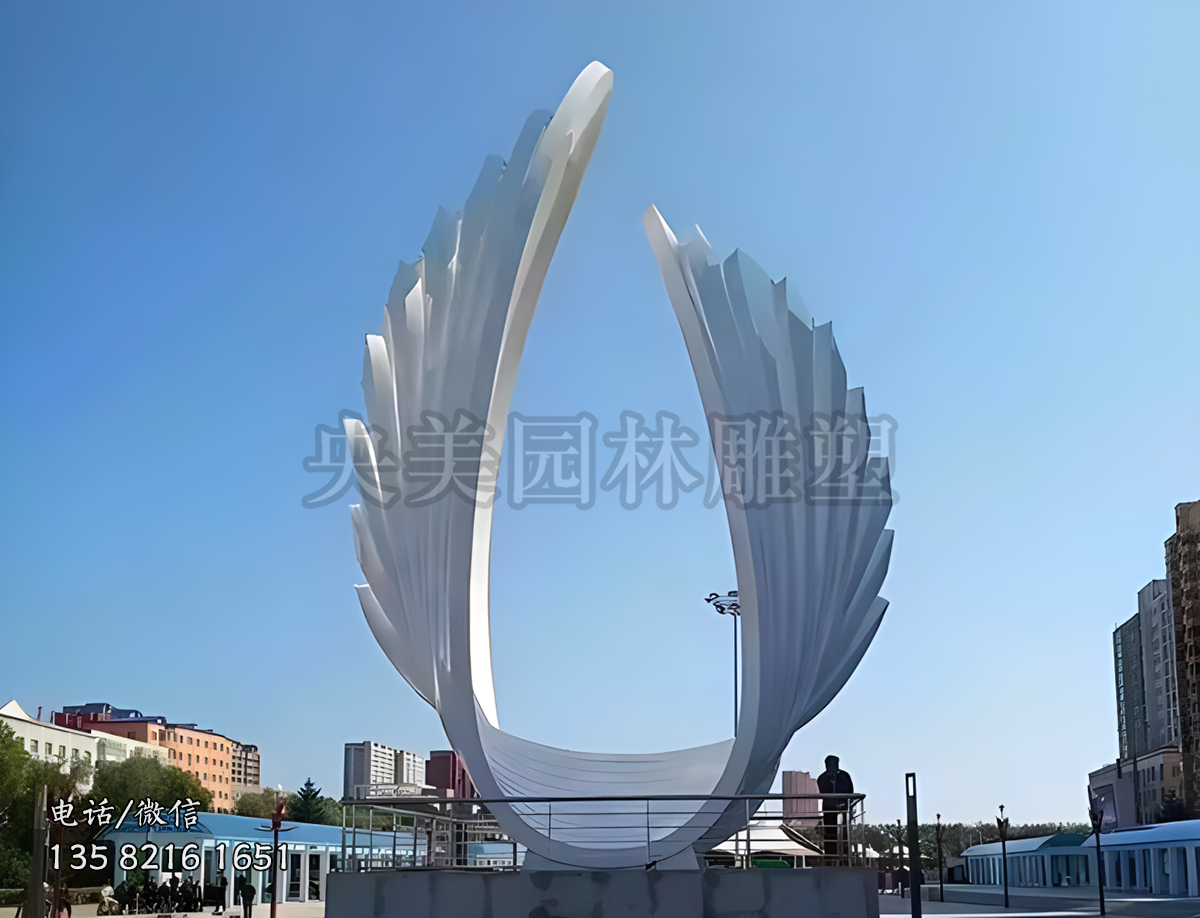 不銹鋼翅膀造型景觀雕塑