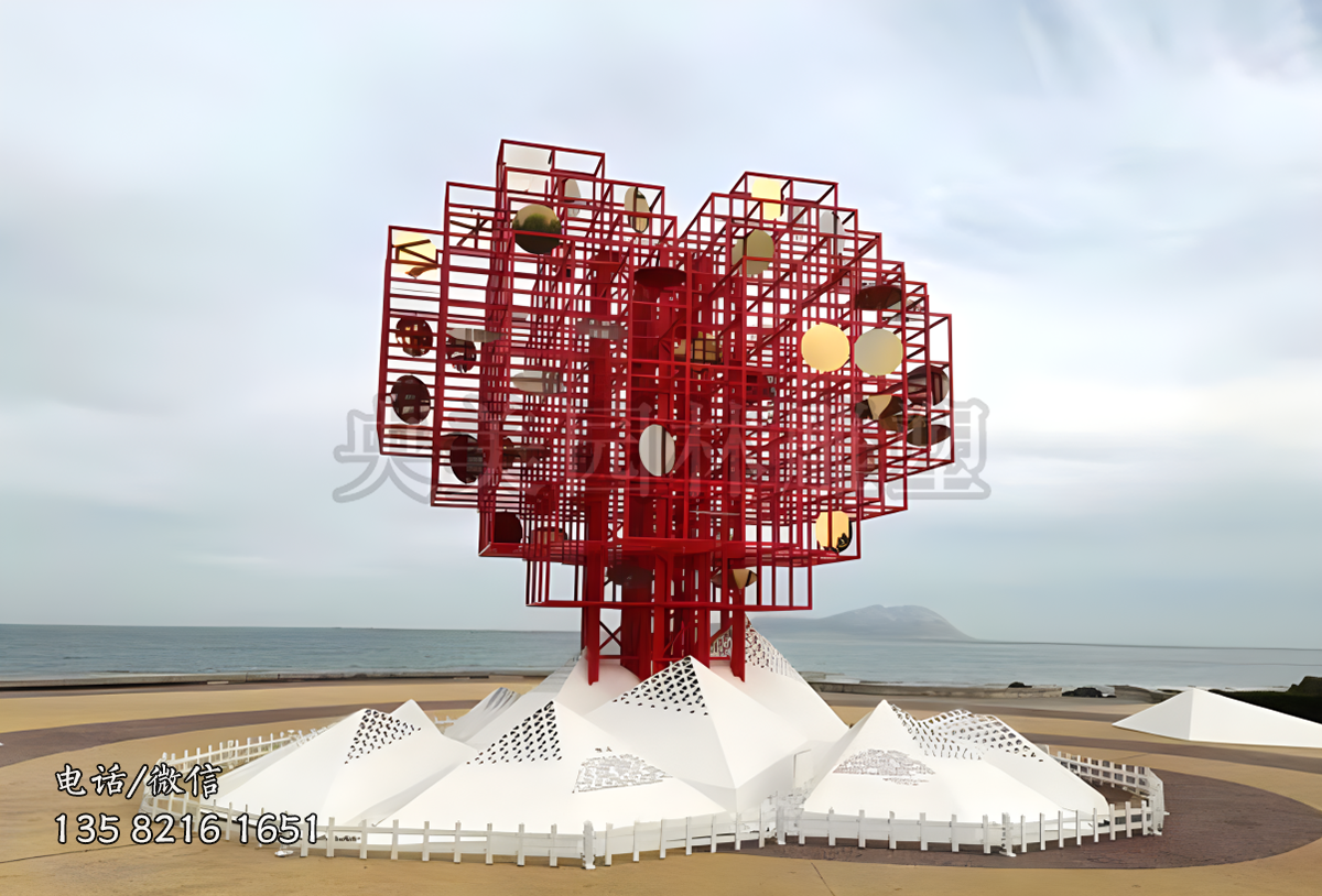 不銹鋼網(wǎng)格鏤空愛心景觀雕塑