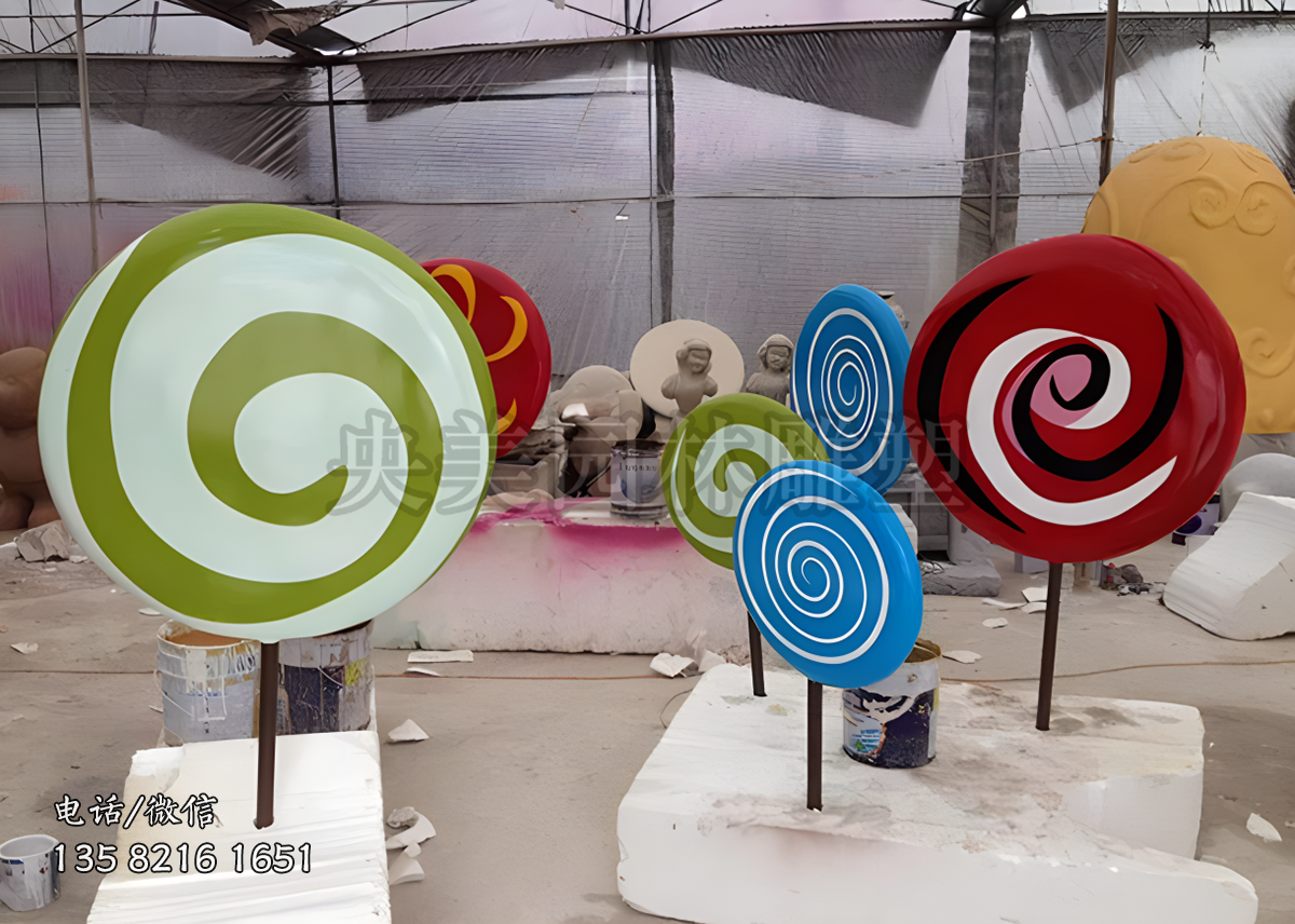 玻璃鋼彩繪棒棒糖雕塑擺件