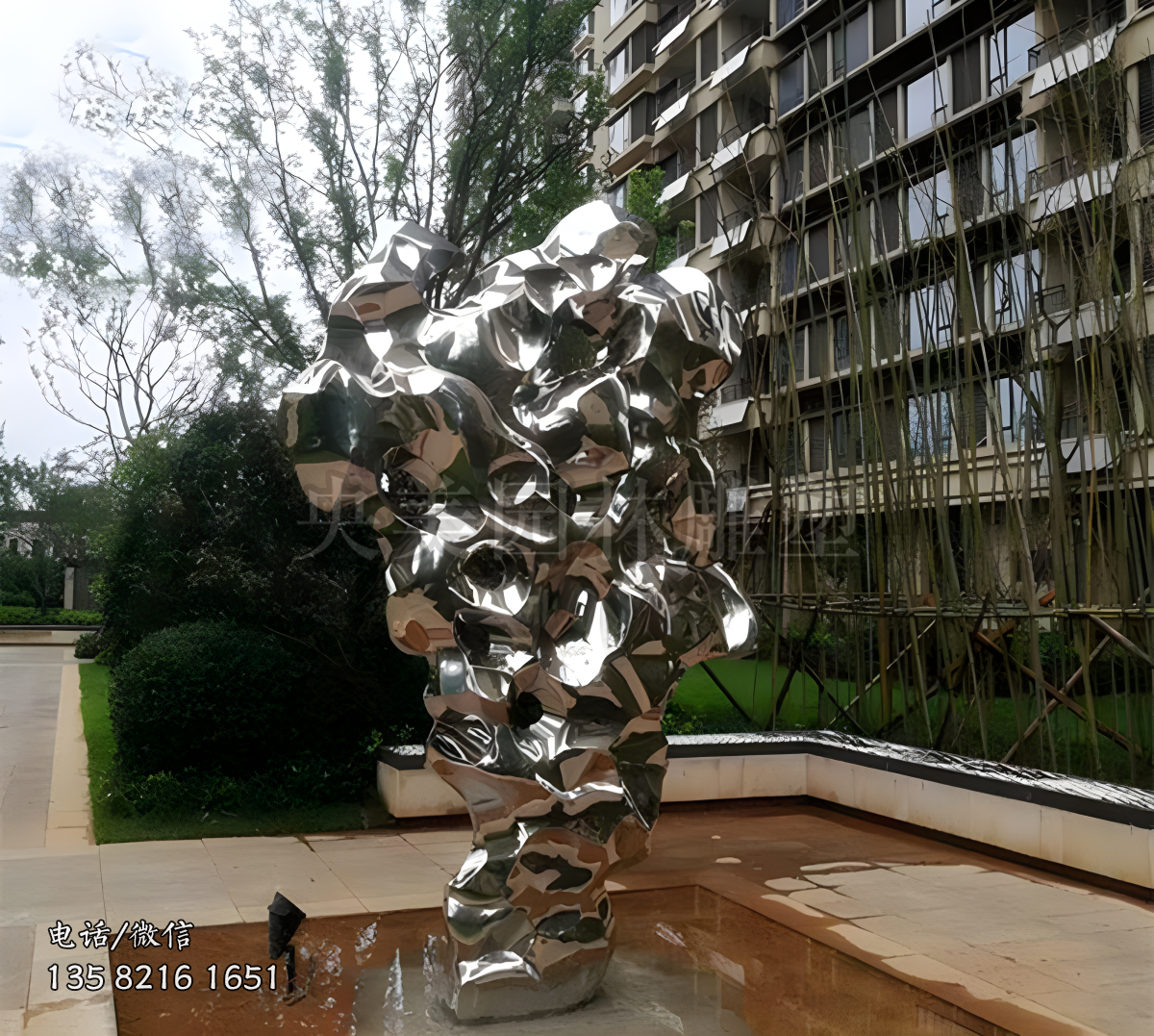 鏡面不銹鋼太湖石雕塑