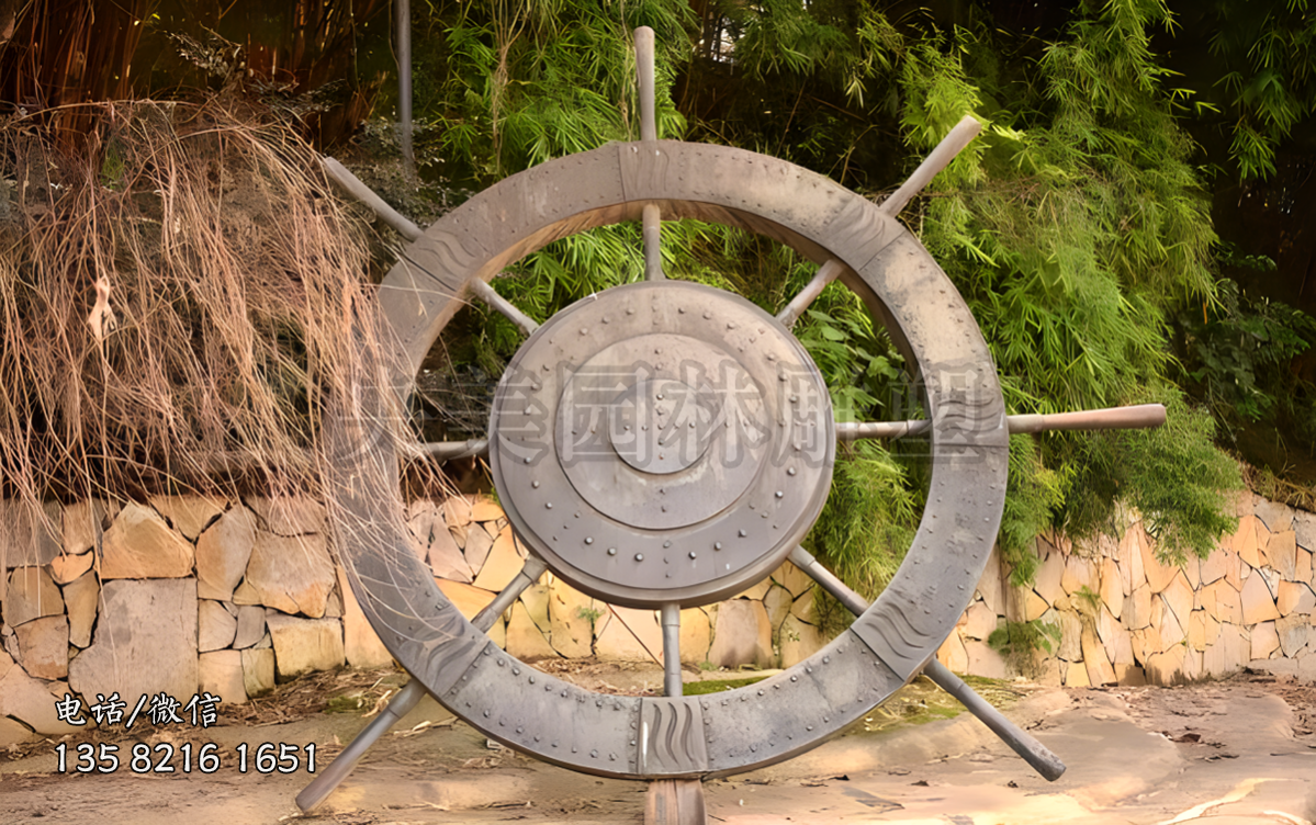 不銹鋼船舵雕塑擺件