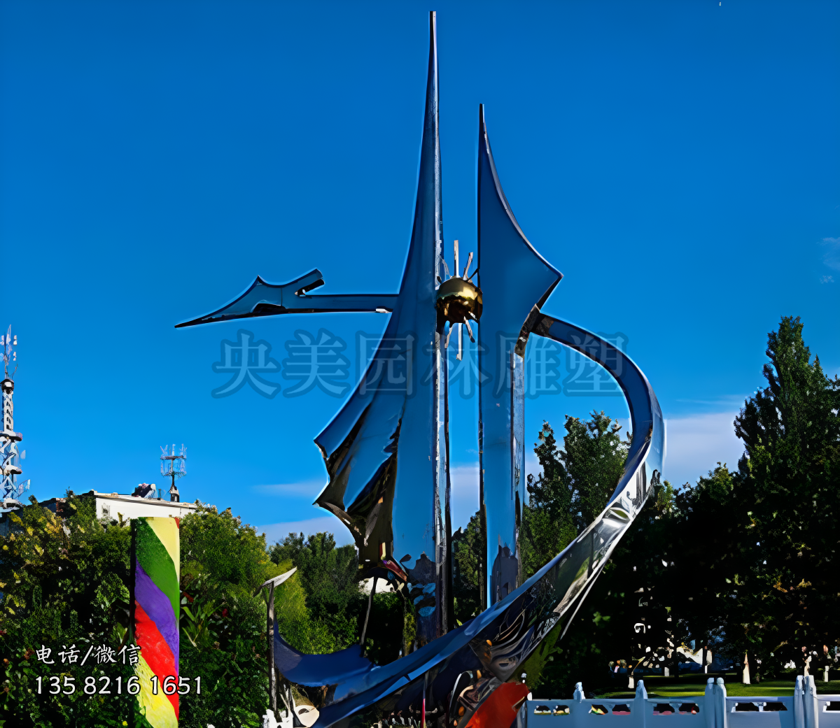 不銹鋼船帆造型校園景觀標(biāo)識(shí)