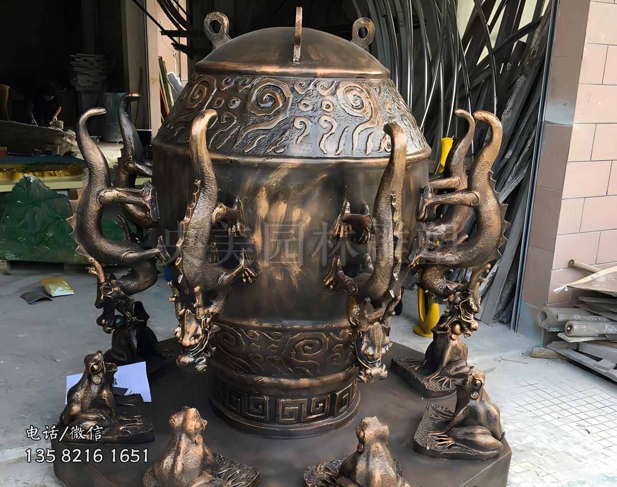 玻璃鋼仿銅地動儀雕塑